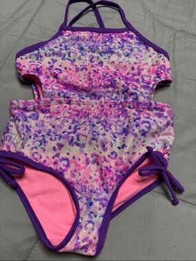 Limited Too Purple and Pink Sparkle One-Piece Swim